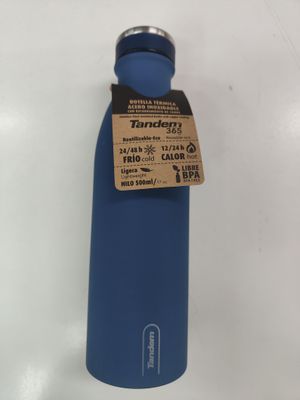 BOTELLA TÉRMICA AZUL MARINO 500 ML TANDEM ACERO INOXIDABLE ENGOMADA 