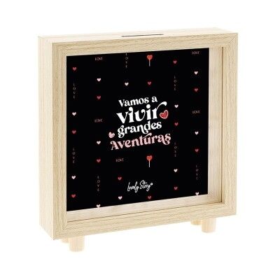 HUCHA MADERA ROMÁNTICA AVENTURAS LOVELY STORY AMOR CORAZÓN SAN VALENTÍN 