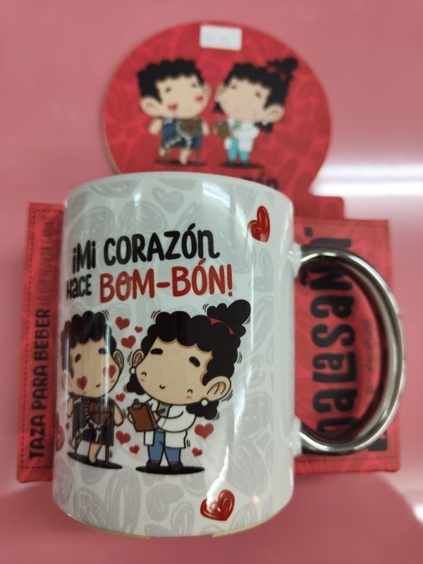 TAZA ROMÁNTICA ASA PLATEADA MALASAÑA CORAZÓN LOVE AMOR ENAMORADOS SAN VALENTÍN 