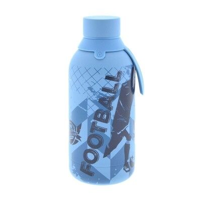 BOTELLA TÉRMICA FUTBOL 500ml ACERO INOXIDABLE AZUL PETROLEO FOOTBALL Aurea engomada 