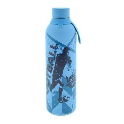 BOTELLA TÉRMICA FUTBOL 710 ML ACERO INOXIDABLE Azul petróleo ENGOMADA Aurea 