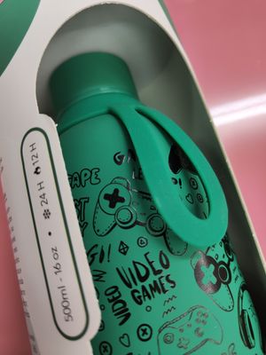 BOTELLA TÉRMICA PLAY GAMERS 500 ML LOVELY STORY ACERO INOXIDABLE ENGOMADA VERDE 