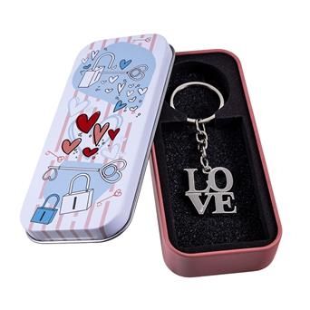 LLAVERO LOVE EN CAJA METÁLICA SAN VALENTÍN ENAMORADOS AMOR 