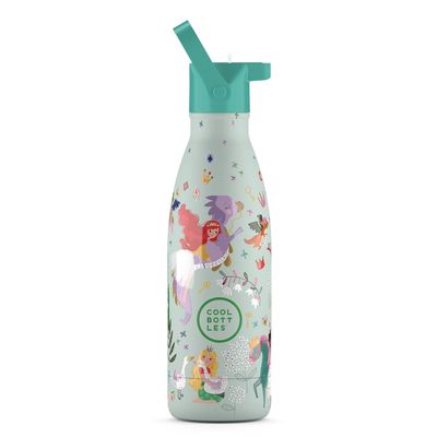 BOTELLA TÉRMICA COOL BOTTLES 350 ML PRINCESS KINGDOM ACERO INOXIDABLE 36 HORAS FRÍO CON TAPÓN Y PITORRO 
