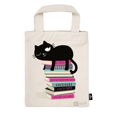 BOLSA TELA PARA LIBROS ALGODÓN GATO NEGRO LIBRIX 