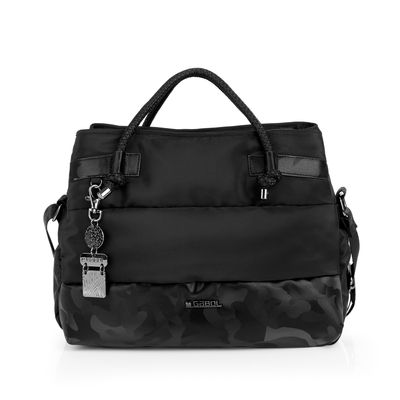 BOLSO MUJER GABOL NEGRO Y CAMUFLAJE TRES COMPARTIMENTOS MEDIANO 