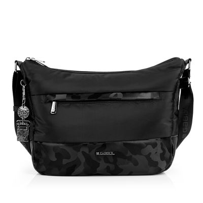 BOLSO BANDOLERA MUJER GABOL NEGRO CON CAMUFLAJE 2 CREMALLERAS