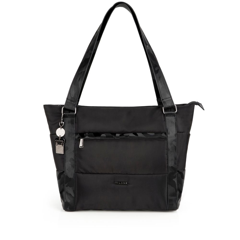BOLSO SHOPPING GABOL NEGRO CON CAMUFLAJE 