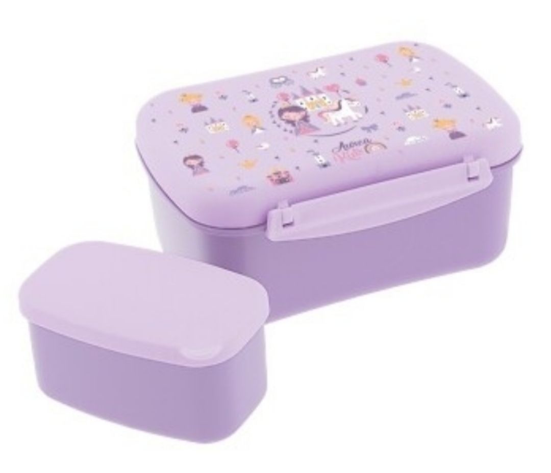FIAMBRERA LUNCH BOX LILA MAGIC KINGDOM CON TAPA REFRIGERANTE TUPPER CON CAJITA INTERIOR con enfriador 
