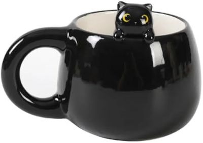 TAZA CON CHARM GATO NEGRO 470 ML MUG TAZÓN CERÁMICA 