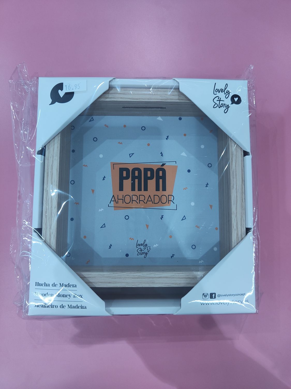 HUCHA DE MADERA PADRE LOVELY STORY PAPÁ AHORRADOR 