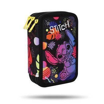 PLUMIER STITCH BLACK TRES CREMALLERAS COOLPACK ESTUCHE TRES PISOS nueva colección negra ESCOLAR