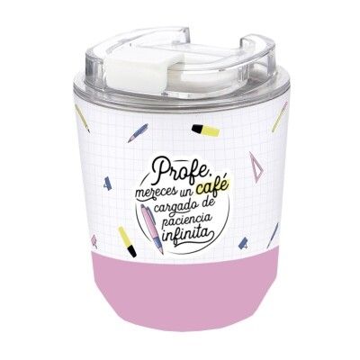 VASO TÉRMICO PROFE LOVELY STORY TAZA CAFÉ 350 ml ACERO INOXIDABLE FIN DE CURSO 