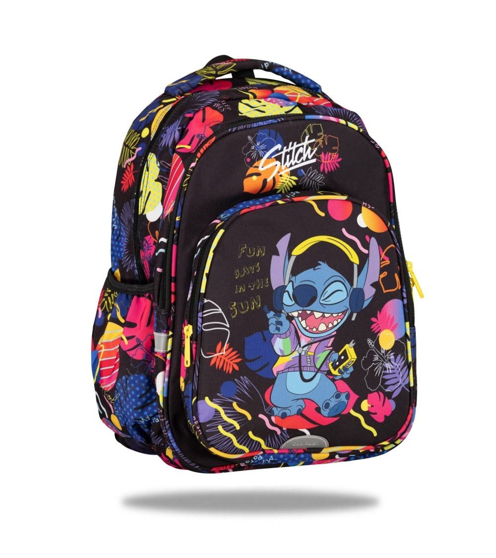 MOCHILA ESCOLAR STITCH BLACK  BIBAK adaptable a carro