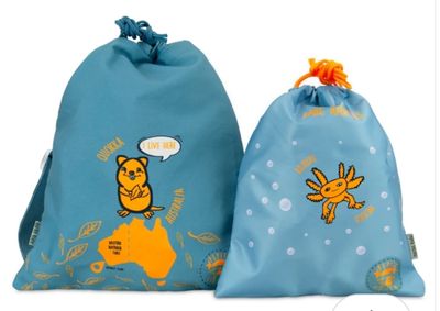 PAK BOLSAS MERIENDA Y MOCHILA INFANTIL PEPITA VIAJERA ANIMALES RAROS 
