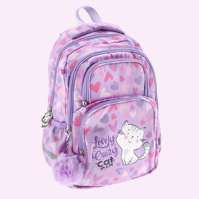 REBAJAS OUTLET MOCHILA JUVENIL GATO ROSA CON BROCHE DELANTERO LOVELY CAT  