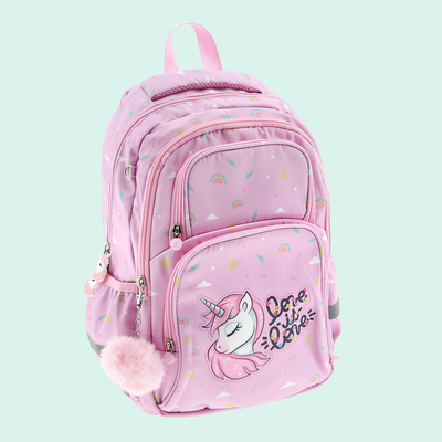 REBAJAS OUTLET MOCHILA JUVENIL UNICORNIO CON BROCHE DELANTERO LOVELY STORY ROSA 