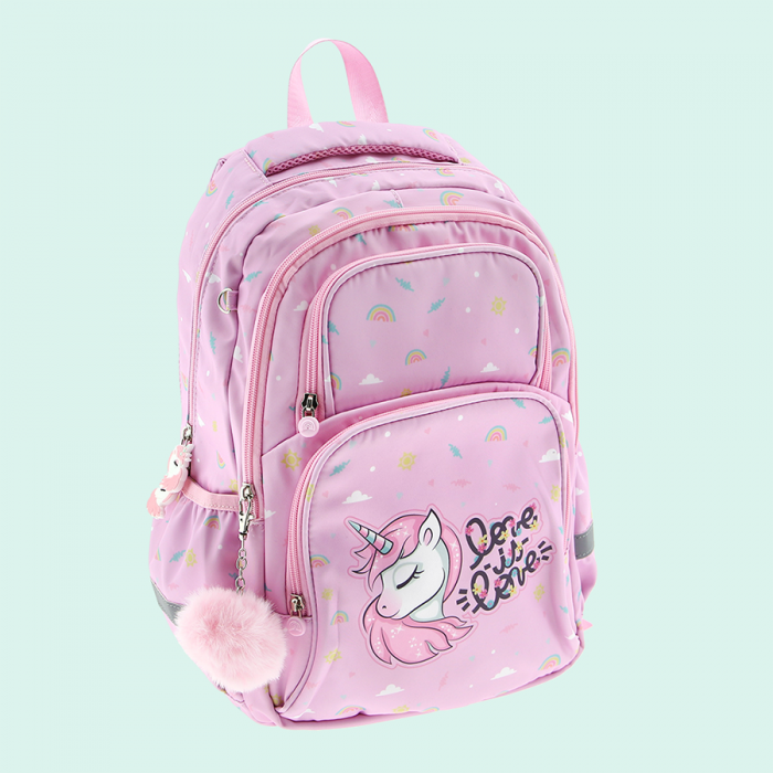 REBAJAS OUTLET MOCHILA JUVENIL UNICORNIO CON BROCHE DELANTERO LOVELY STORY ROSA 