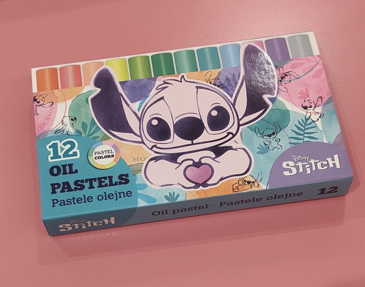 STITCH 12 BARRAS PASTEL DIBUJO ARTÍSTICO escolar colores pastel 