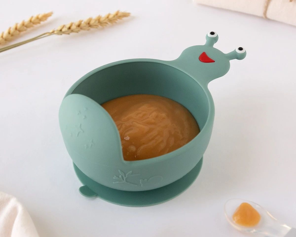 PLATO CUENCO BEBÉ KIOKIDS ANTIDESLIZANTE CARACOL VERDE 