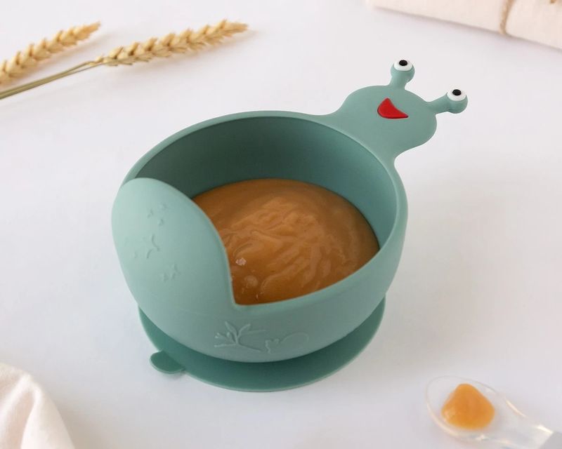 PLATO CUENCO BEBÉ KIOKIDS ANTIDESLIZANTE CARACOL VERDE 