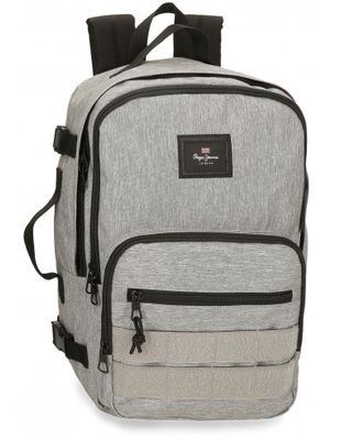 MOCHILA ADAPTABLE PEPE JEANS 40 CM ARIS EVERGREEN GRIS CLARO VIAJERA 