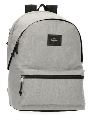 MOCHILA LISA PEPE JEANS 44 cm ARIS EVERGREEN GRIS CLARO PORTAORDENADOR 