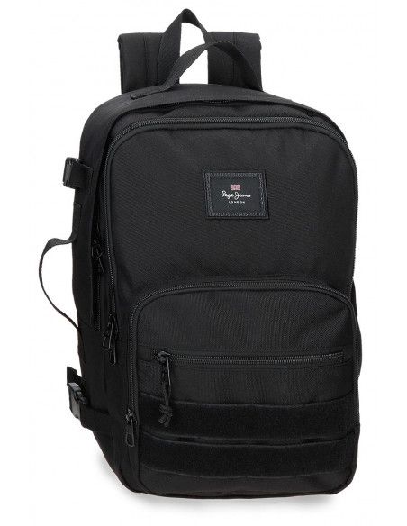 MOCHILA ADAPTABLE PEPE JEANS 40 cm ARIS EVERGREEN NEGRO VIAJERA 
