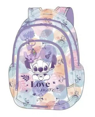 MOCHILA ESCOLAR STITCH PASTEL  BIBAK adaptable a carro
