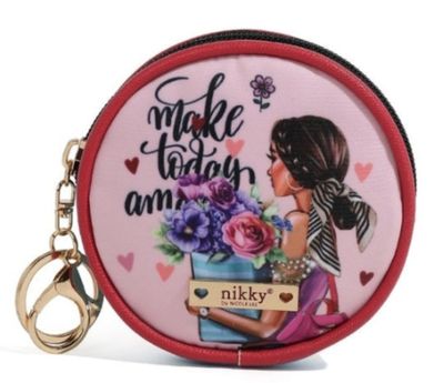 MONEDERO REDONDO NIKKY NICOLE LEE FLOWER DAY CON LLAVERO 
