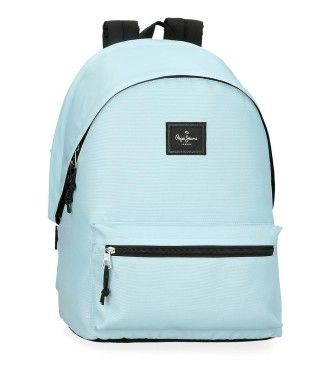 MOCHILA PEPE JEANS DOBLE ARIS AZUL CLARO EVERGREEN PORTAORDENADOR 