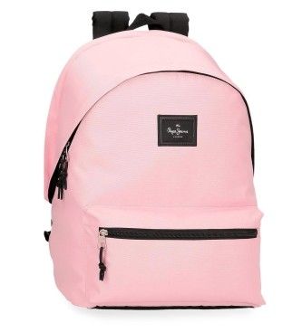 MOCHILA PEPE JEANS DOBLE ARIS ROSA EVERGREEN PORTAORDENADOR 