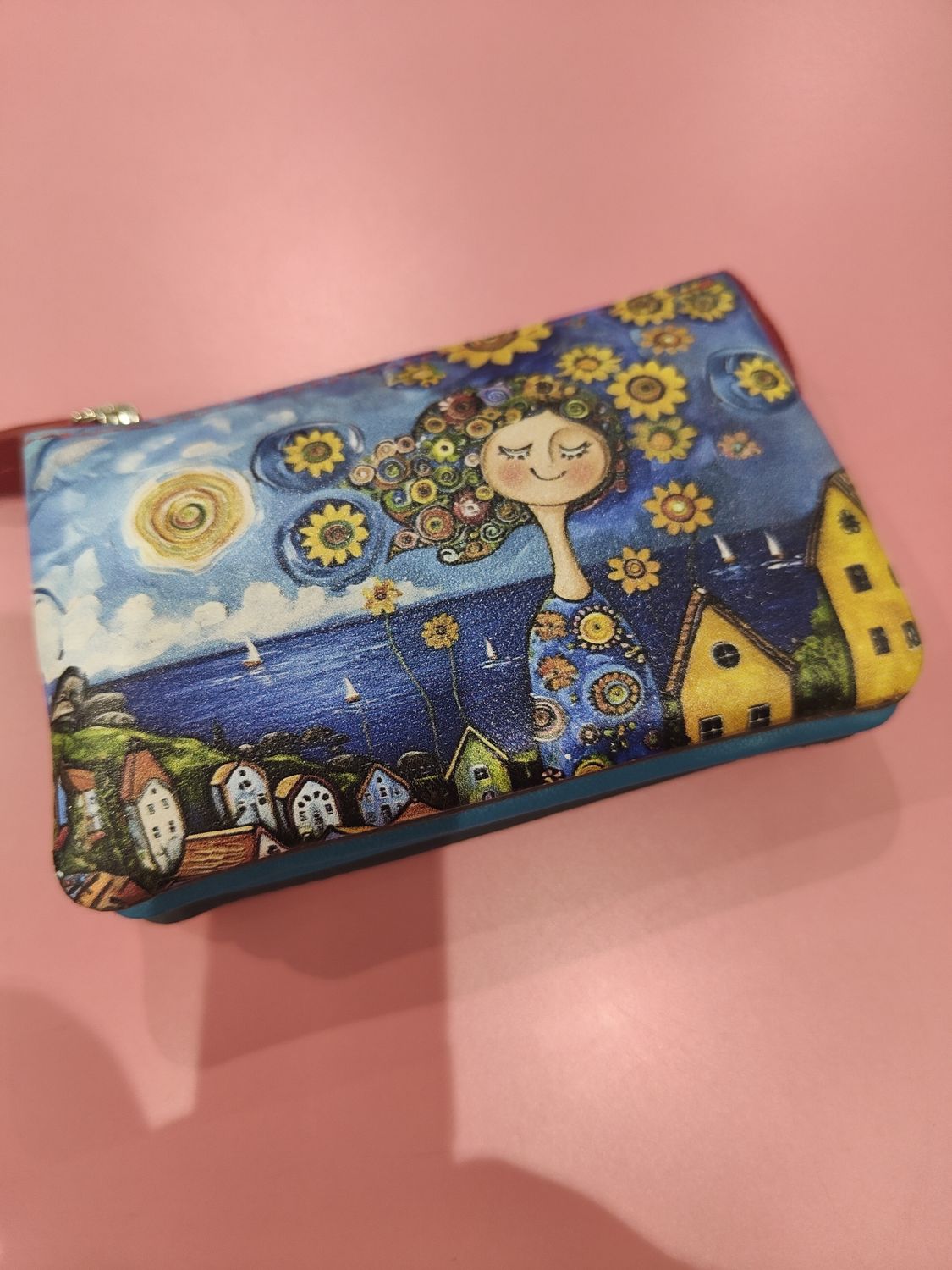 MONEDERO TRIPLE  PIEL BELMONTE MAR AZUL  