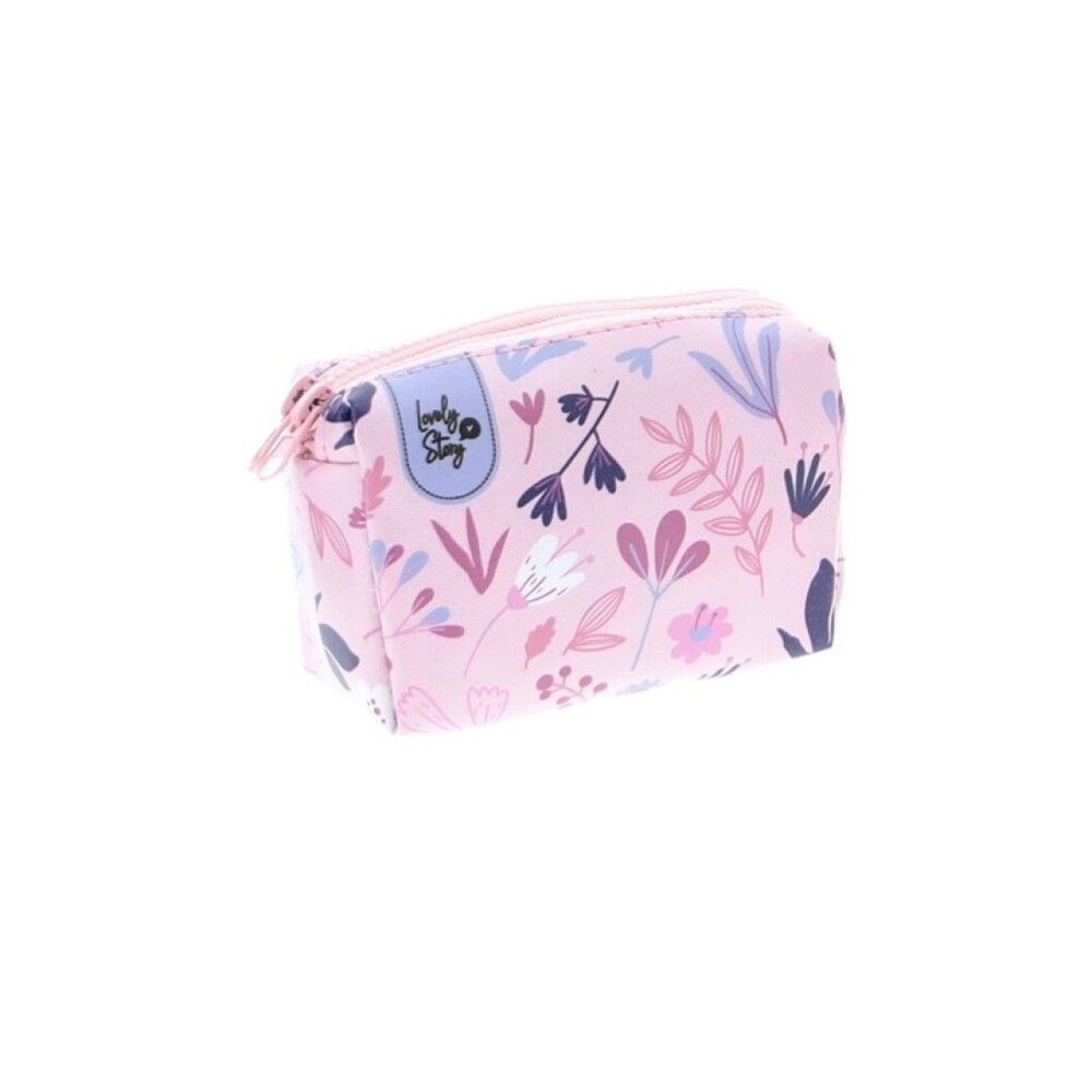 MONEDERO DOS CREMALLERAS LOVELY STORY  PINK BLOOM