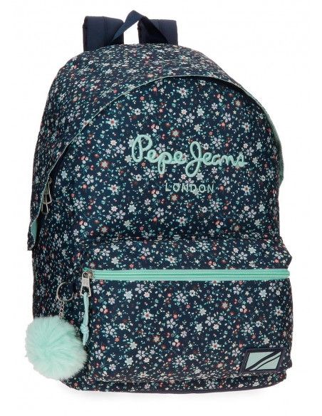 MOCHILA JUVENIL PEPE JEANS ALENKA AZUL tamaño carpeta 