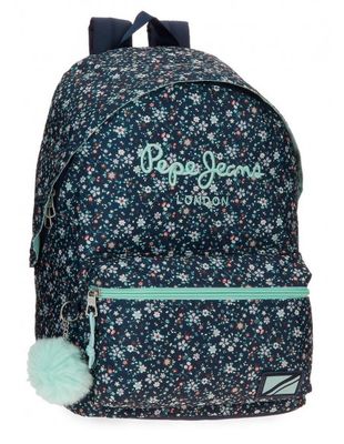 MOCHILA JUVENIL PEPE JEANS ALENKA AZUL tamaño carpeta 
