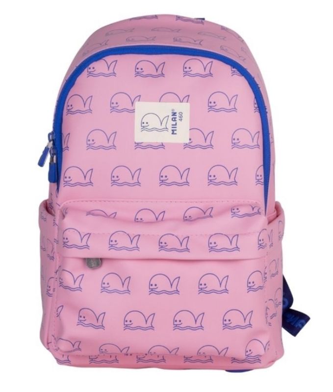 REBAJAS OUTLET MOCHILA INFANTIL MILAN BALLENA ROSA CON CIERRE DELANTERO 