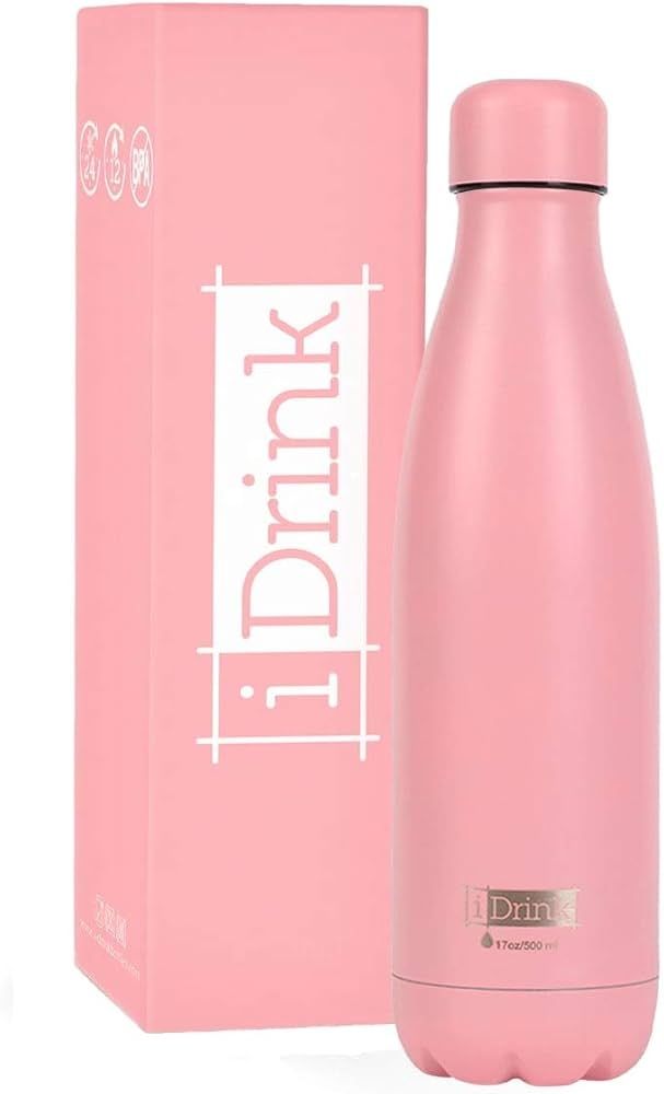BOTELLA TÉRMICA ROSA PASTEL 1 LITRO I DRINK ACERO INOXIDABLE 