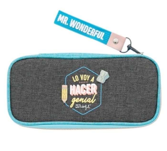 ESTUCHE MR WONDERFUL PORTATODO CON TAPA CON PINS 