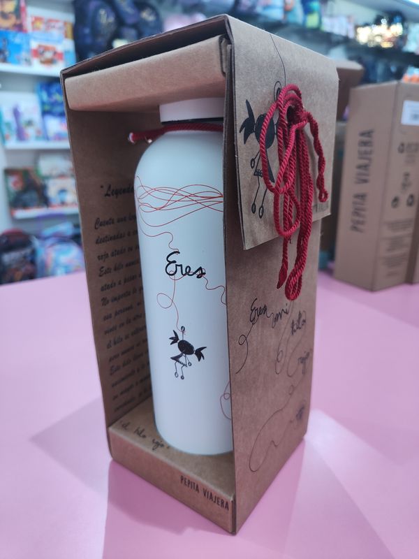 BOTELLA TÉRMICA HILO ROJO LEYENDA 500ML PEPITA VIAJERA ACERO INOXIDABLE 