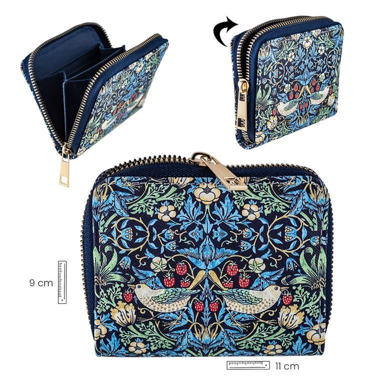 MONEDERO WILLIAM MORRIS PÁJAROS PEQUEÑO CREMALLERA 