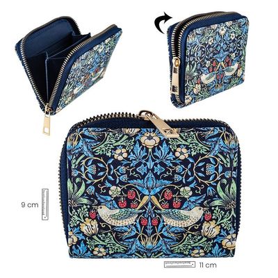 MONEDERO WILLIAM MORRIS PÁJAROS PEQUEÑO CREMALLERA 