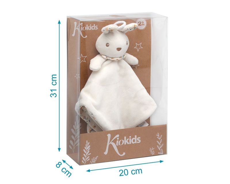 DOUDOU CONEJO BLANCO KIOKIDS 30 CM MANTITA BEBÉ 