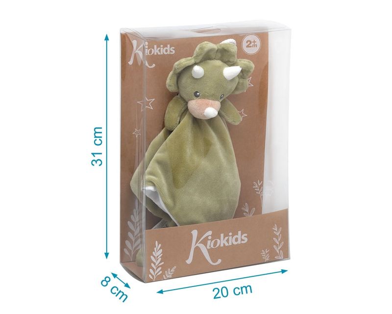 DOUDOU DINOSAURIO VERDE KIOKIDS 30 CM MANTITA BEBÉ 