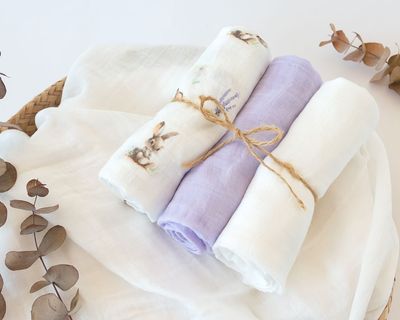 MUSELINAS LAVANDA HONEY KIOKIDS 3 UNIDADES