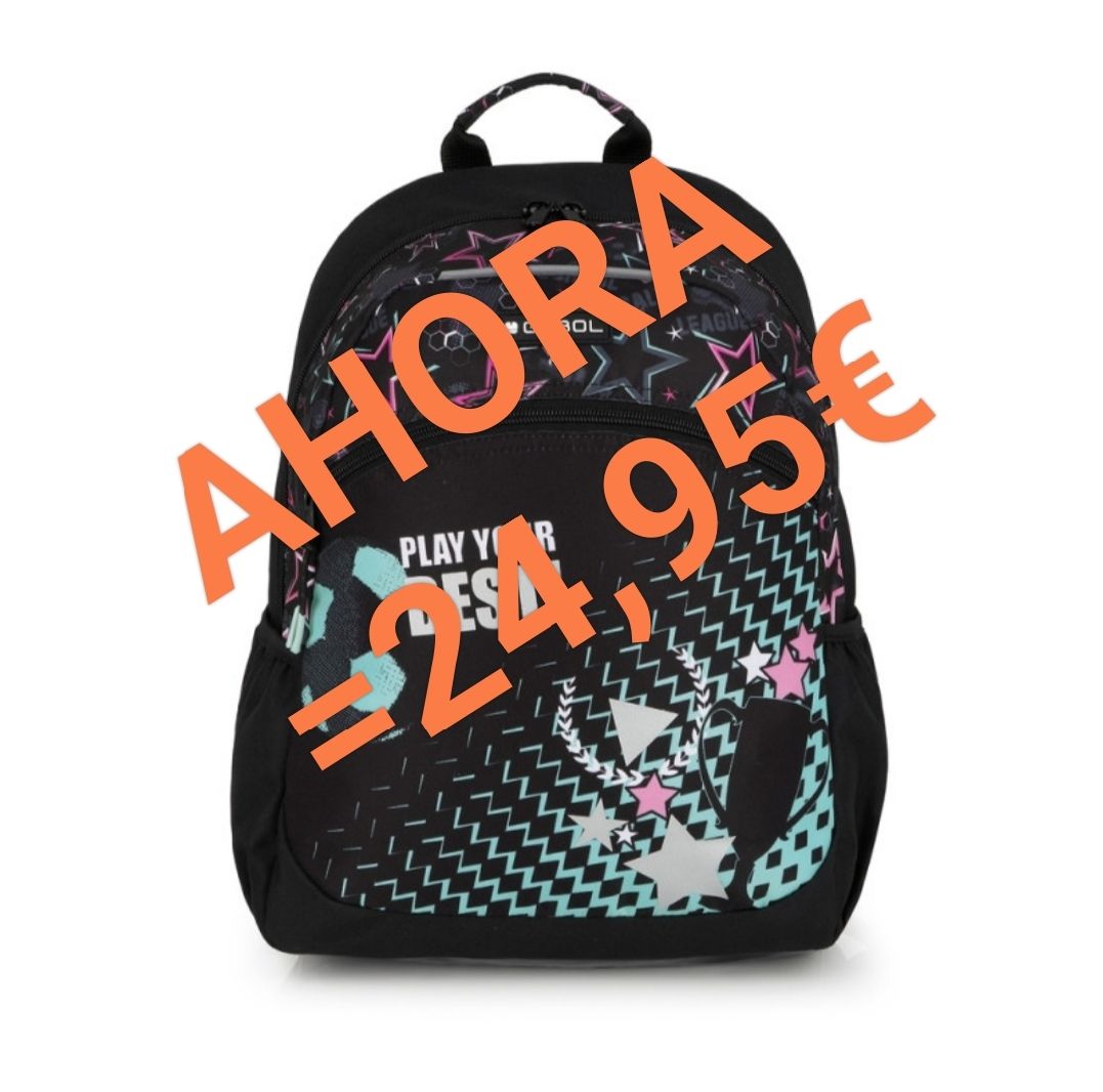 MOCHILA GABOL MEDIANA STELLAR FUTBOL REFORZADA Y ADAPTABLE A CARRO 