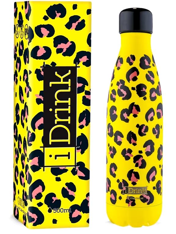 BOTELLA TÉRMICA LEOPARDO AMARILLO I DRINK 500 ML ACERO INOXIDABLE BOTELLA TÉRMICA LEOPARDO AMARILLO I DRINK 500 ML ACERO INOXIDABLE