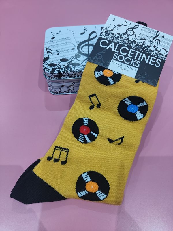 CALCETINES EN LATA DISCOS DE VINILO MÚSICA 