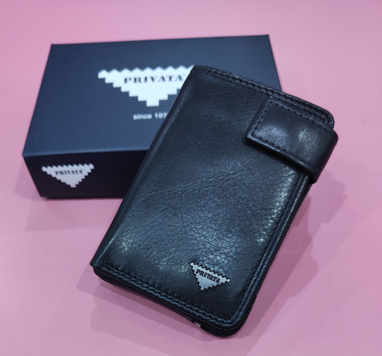 MINI BILLETERO HOMBRE PRIVATA PIEL NEGRO CON PORTAMONEDAS 