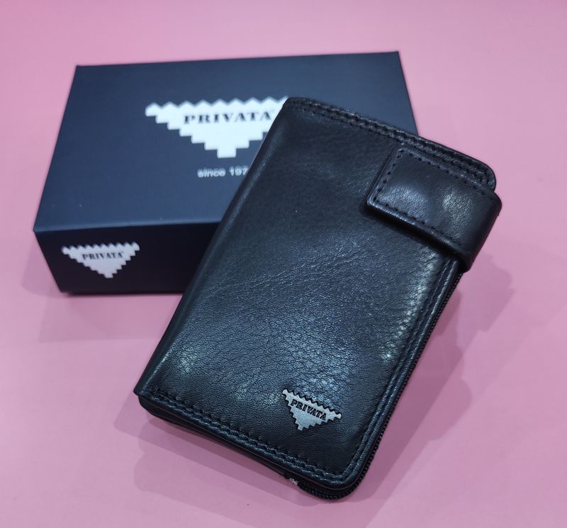 MINI BILLETERO HOMBRE PRIVATA PIEL NEGRO CON PORTAMONEDAS 